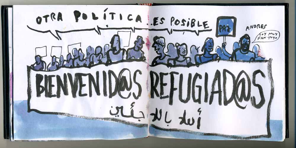 Resultado de imagen de ilustraciones david de merkel refugiados